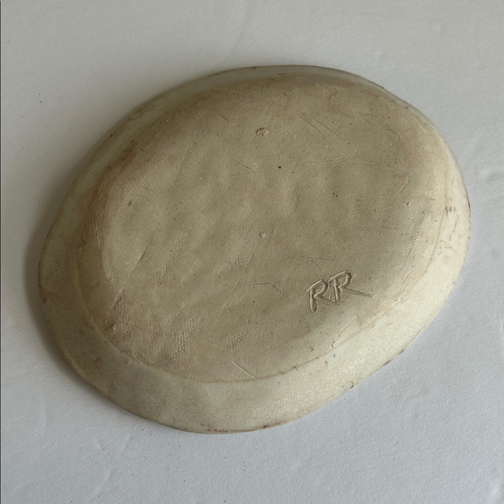 NEW Handmade Pottery Trinket Dish with Textured Floral Design - Picture 3 of 5